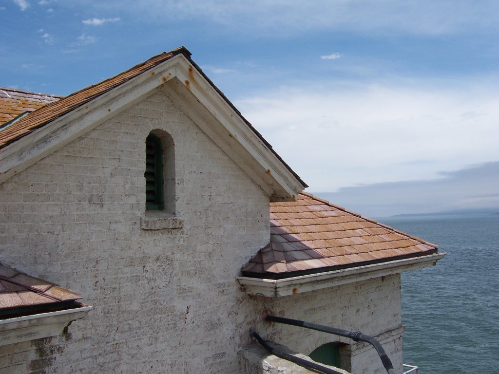 Lighthouse building. Off on the right on the horizon, Point Reyes is visible. Photo by Lastech